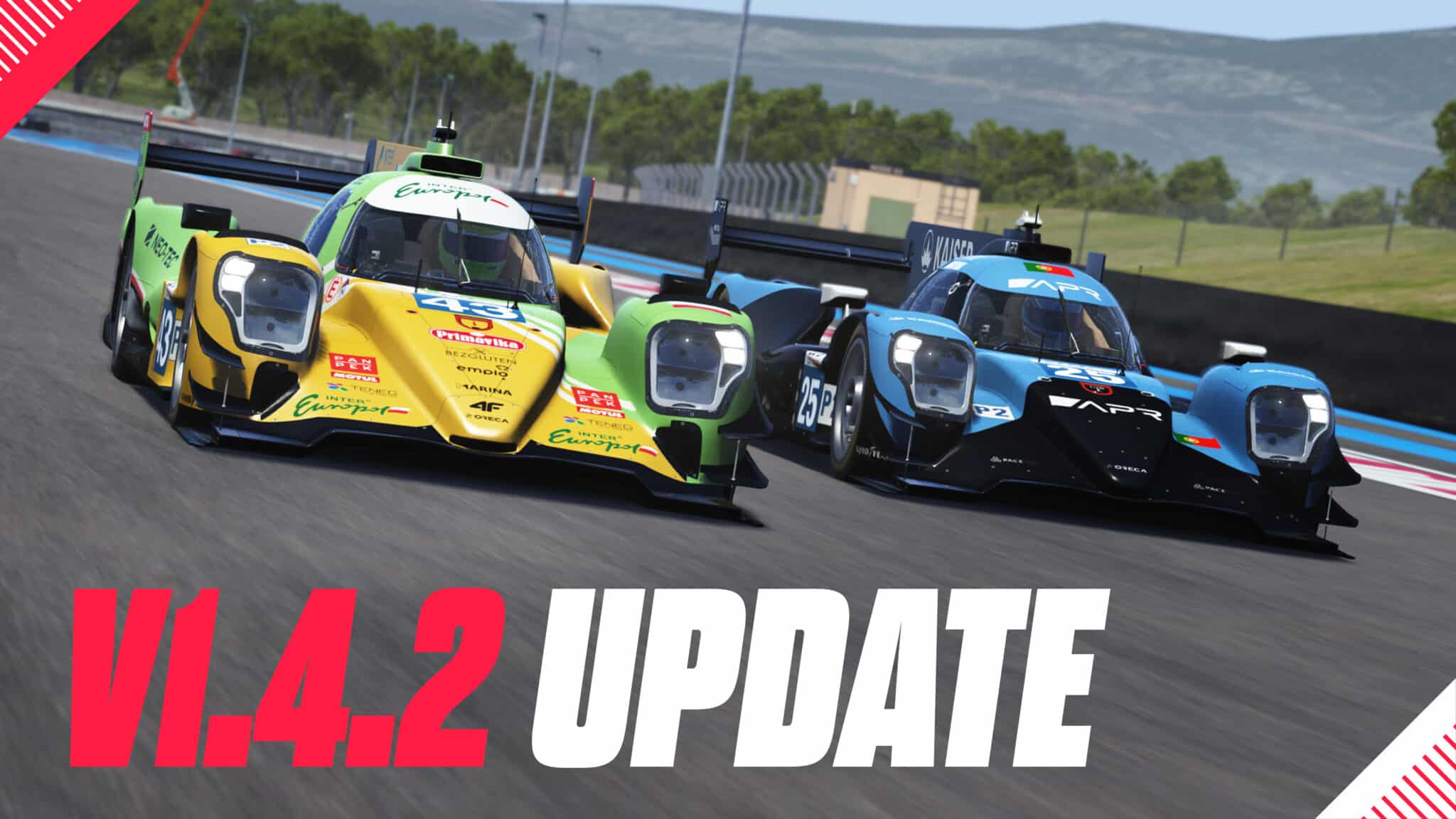Le Mans Ultimate&rsquo;s announcement image for update V1.4.2 and the second US Track Pack.